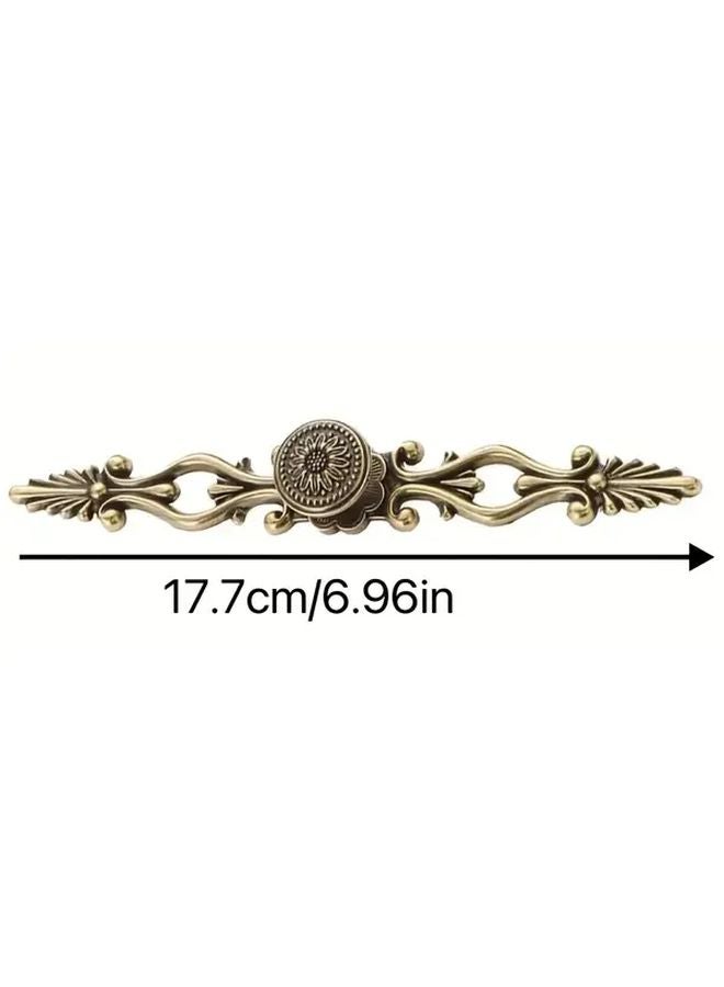 6 Packs Vintage Bronze Cabinet Pulls Large Antique Door Handles Floral Design Zinc Alloy Solid Brass Construction Includes Hardware - Image 5